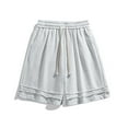thumbnail image 2 of LpwkSSA Mens Solid Color Lounge Shorts Drawstring Design Soft Fabric Relaxed Silhouette for Home Wear Gray L, 2 of 4