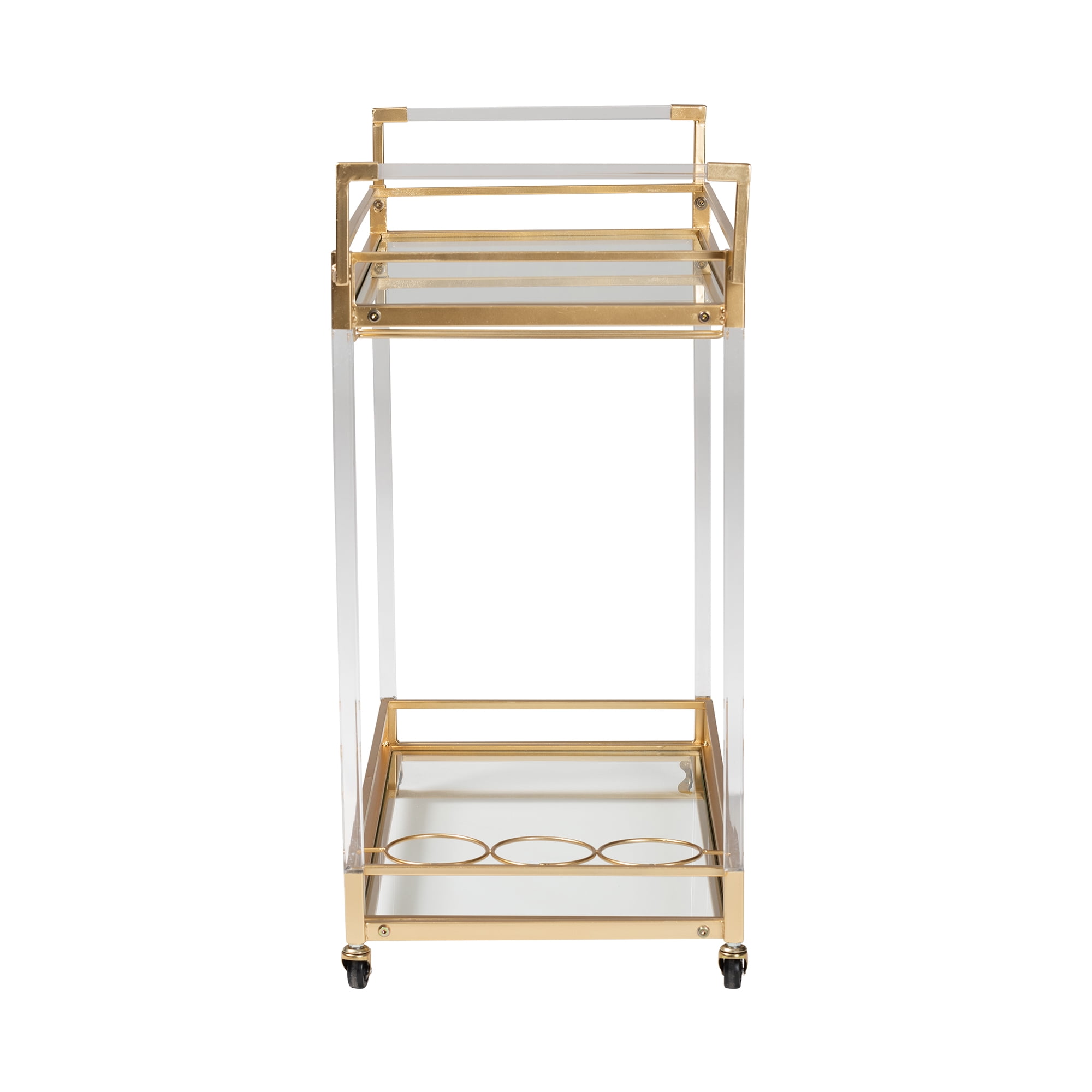 Baxton Studio Savannah Contemporary Glam and Luxe Gold Metal and Glass Wine Cart
