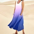 thumbnail image 2 of CHOK Robes d'Été Décontractées Femmes Coton Lin à Fleurs Robe Maxi Femme Sans Manches Débardeur Longue Fluide Robe Bohème Robes d'Été Fluides pour Adolescentes avec Poches Gris Foncé 3TG, 2 of 7