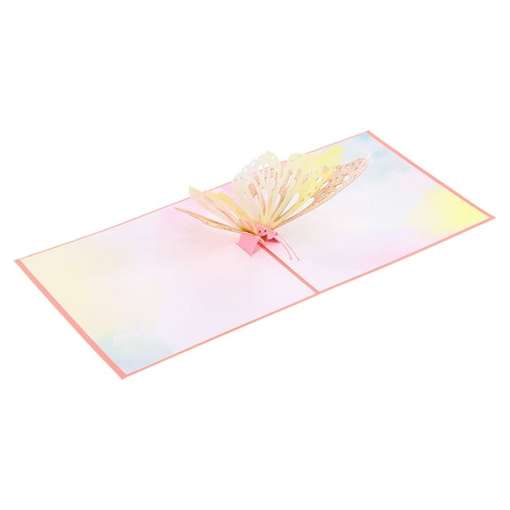 Butterfly Birthday Card, Pop-Out Birthday Card Gift Card Funny Happy Birthday 3D Butterfly Flower with Envelope,Yellow