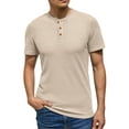 thumbnail image 4 of GIRUNS Men's Short Sleeve Waffle Henley T-Shirt Summer Casual Tee For Men, 4 of 7