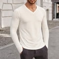 thumbnail image 5 of Rvwovn Men's Long Sleeve V-Neck Shirt Stretch Thumb Cuffs Athletic Base Layer Top Workout Daily Wear, 5 of 6