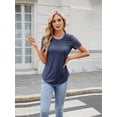 thumbnail image 2 of Womens Summer Spring Trendy Vacation Outfits Short Sleeve Business Tshirts Fashion Casual Blouses Royal Blue S, 2 of 8