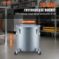 thumbnail image 2 of VEVOR Fryer Grease Bucket, 10 Gal Oil Disposal Caddy with Caster Base, Carbon Steel Rust-Proof Coating, Oil Transport Container with Lid, Lock Clips, Filter Bag for Hot Cooking Oil Filtering, Gray, 2 of 9