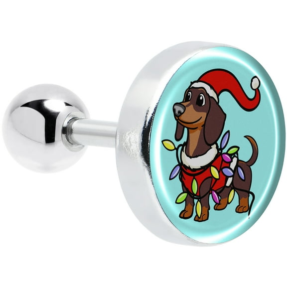 Body Candy 16G Christmas Cartilage Earring-316L Stainless Steel Winter Holiday Wiener Dog Helix Tragus Earring for Women Men