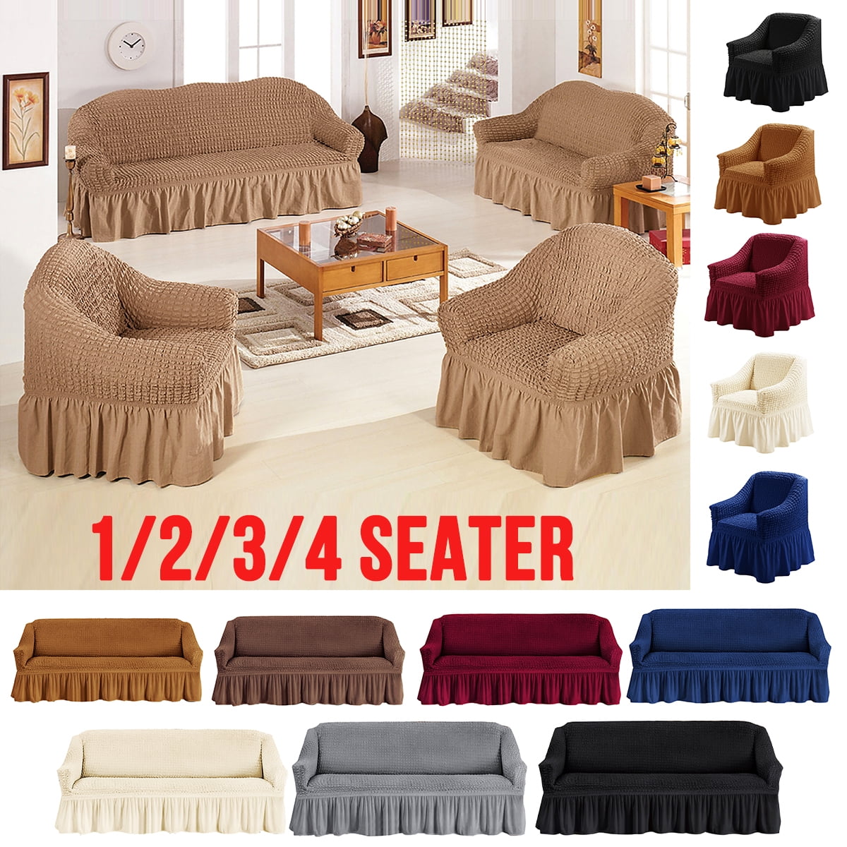 1/2/3/4 Seaters Sofa Cover Couch Skirts Furniture Protector Towel Mat Slipcover 