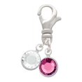 thumbnail image 2 of Delight Jewelry Crystal Hot Pink Channel Drop - Silvertone Clip on Charm with Clear Crystal Drop, 2 of 4