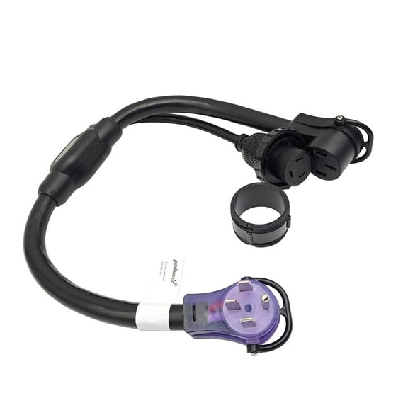Parkworld 63814 RV 50 AMP Splitter Adapter NEMA 14-50P to L5-30R for RV Shore Power 30A Outlet & 14-50R for EV Charger, 240 Volt (3FT)