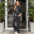 thumbnail image 3 of Xoenoiee Black Leopard Print Women's 2 Piece Sets Sweatshirt Casual Travel Outfits Lounge Wide Leg Tracksuit Cozy Sweatsuits Fashion 2026, M, 3 of 7