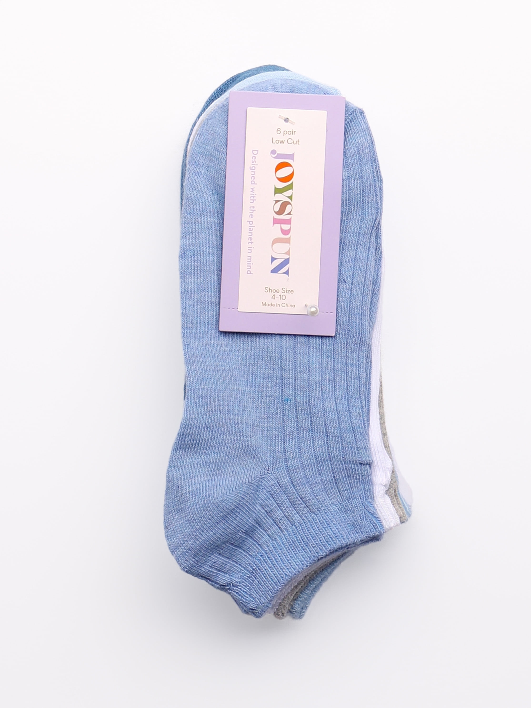 Joyspun Women’s No-Show Dress Socks, 6-Pack, Shoe Sizes 4-10