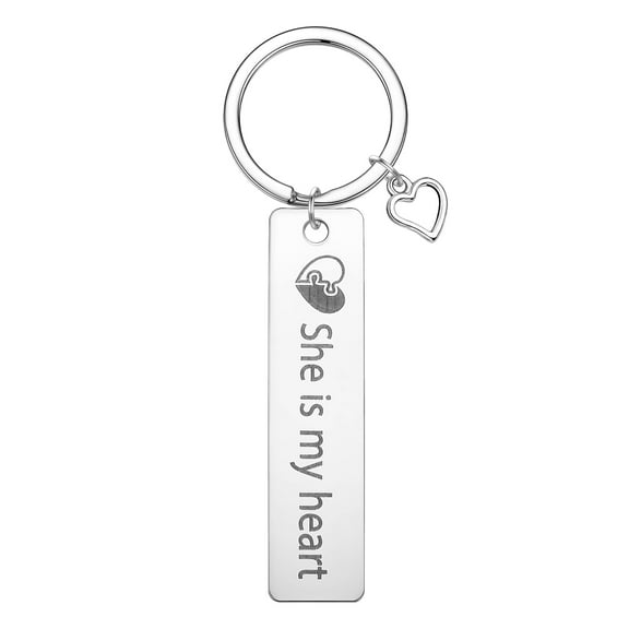 2PCS Personalized Heart Keychain Set Stainless Steel Engraved Keyring Gift Couples Girlfriend Boyfriends Lover Key Chain