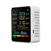 Aibecy Household Air Quality Detector Multifunctional CO2 Tester with Carbon Dioxide PM2.5 TVOC HCHO Value Electricity Quantity Temperature Humidity Display Backlit LCD Color Screen Self-calibratio
