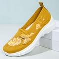 thumbnail image 5 of Women's Knit Embroidered Platform Sneakers Slip On Breathable Rocker Shoes Daily Commute Work Shopping Stylish Casual Footwear Yellow 37, 5 of 7