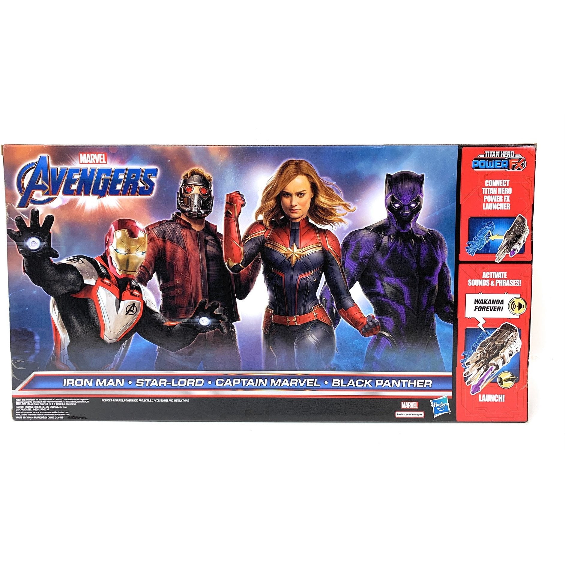 Marvel Titan Heroes 4-Pack 12-inch Captain Marvel Iron Man Star-Lord Black Panther Action Figure Set