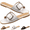 White, variant on Sandals for Women Square Toe Non-Slip Flat Sandals with Metal Buckle Slide Slippers Open Toe Flats Sandals for Casual&Dress
