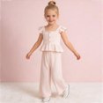thumbnail image 2 of TOWED22 Baby Girl Clothes Toddler Girl Summer Outfits Sleeveless Ruffle Halter Tops Wide Leg Pants Kids Clothing Set(Pink,2-3 Y), 2 of 6