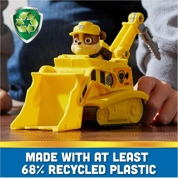 Bulldozer Paw Patrol Rubble Bulldozer De Juguete De Rubble (La Patrulla Canina) - Figura Con Ruedas Para Empujar, Nickelodeon Paw Patrol Juguetes