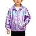 thumbnail image 2 of Mifsaly Girls Boys Shiny Jacket Lightweight Stand Collar Full Zip Casual Coats Kids Fall Spring Outdoor Outerwear with Pockets, 2 of 9