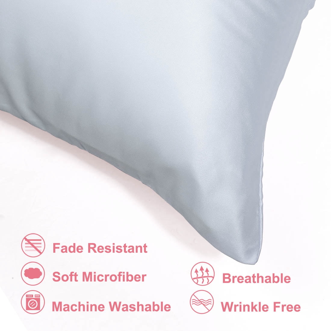 Unique Bargains Set of 4 Silky Satin Pillowcases Pillow Cover Silver Standard
