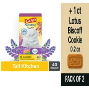 Glad ForceFlex with Febreze Gain Lavender Scent Tall Kitchen Drawstring Trash Bags 40 ct - Pack of 2 & Lotus Biscoff Cookie - 0.2 Oz - 1 ct