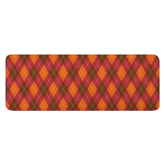 Red and Orange Argyle Pattern Kitchen Rug Mat,Kitchen Runner Rugs Non Skid Washable,Decorative Kitchen Floor Mats for Kitchen,Sink,Laundry,17"x47.2"