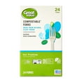 Great Value Disposable Compostable Forks, Beige, 24 Count