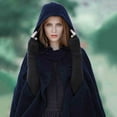 thumbnail image 6 of Hfyihgf Womens Gothic Hooded Open Front Poncho Cape Coat Winter Wool Blend Maxi Outwear Jacket Cloak Navy XL, 6 of 7
