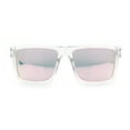 thumbnail image 4 of Mens Classic Suburb Urban Rectangular Sport Horn Rim Plastic Sunglasses Clear - Pink Mirror, 4 of 8