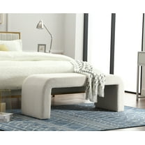 Dayalane Modern Bench, Fuzzy Upholstered End of Bed Bench 49" Entryway Bench Window Bench Seat, Comfy Sherpa Ottoman Waterfall Bench for Bedroom Entryway Living Room Hallway, White