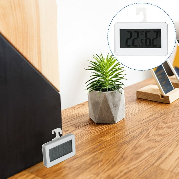 TABLZONE White ABS Refrigerator Thermometer with Alarm, Accurate Temperature and Humidity Display for Fridge and Freezer