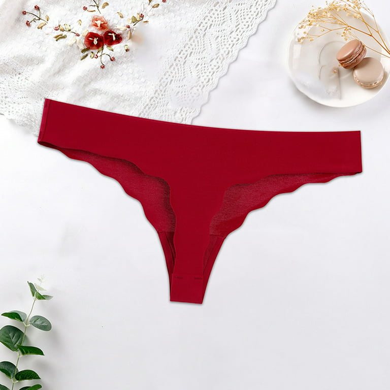 zuwimk Panties For Women Thong,Women's Low Rise Underwear Y-Back Lingerie  Thong Panty Red,M