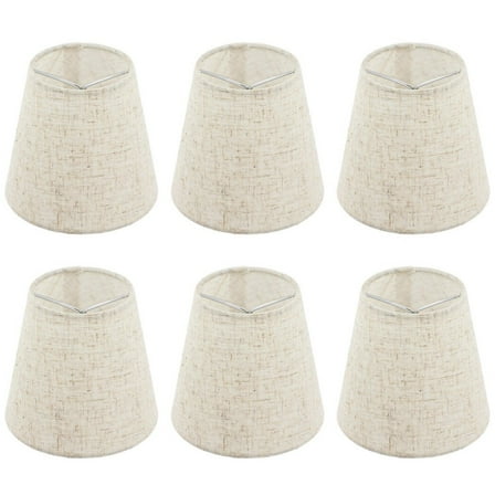Set of 6 Chandelier Lamp Shades 5 Inch, Mini Barrel Lampshades Clip On for Table Lamp Wall Lamp Replacement, Natural Linen Mini Lamp Shade, 3.5x5x5.5in (Top Height Bottom)