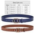 thumbnail image 1 of Pack 2 Women Belts for Jeans with Fashion Double O-Ring Buckle and Faux Leather (Pack 2 (Blue+Chocolate Brown), XL: Fits Waist Size from 42"-47") UnFader UnFader, 1 of 2