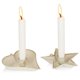 thumbnail image 1 of Juego de 2 candelabros cónicos desgastados, candelabros cónicos metálicos con lazo para los dedos, candelabro con forma de cuenco, 1 of 4