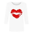 thumbnail image 4 of ALLLIST Womens Tops White Holiday Crew Neck T-Shirts Graphic Fashion 3/4 Sleeve Shirts Women's Clothing, 4 of 4