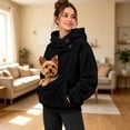 thumbnail image 4 of Pet Pouch Hoodie for Women Dog Carrier Sweatshirt Small Pet Carrier Hoodie Button Neck Large Pet Pouch Long Sleeve Fleece Pullover Oversized Casual Solid Color with Kangaroo Pocket, 4 of 5
