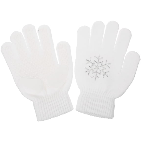 NICEXMAS 1 Pair Ski Gloves Women Cotton White Waterproof Decorative Design for Outdoor Activities