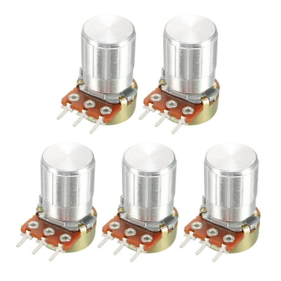 5Pcs, 1K Ohm Variable Resistors Single Turn Carbon Film Taper Potentiometer