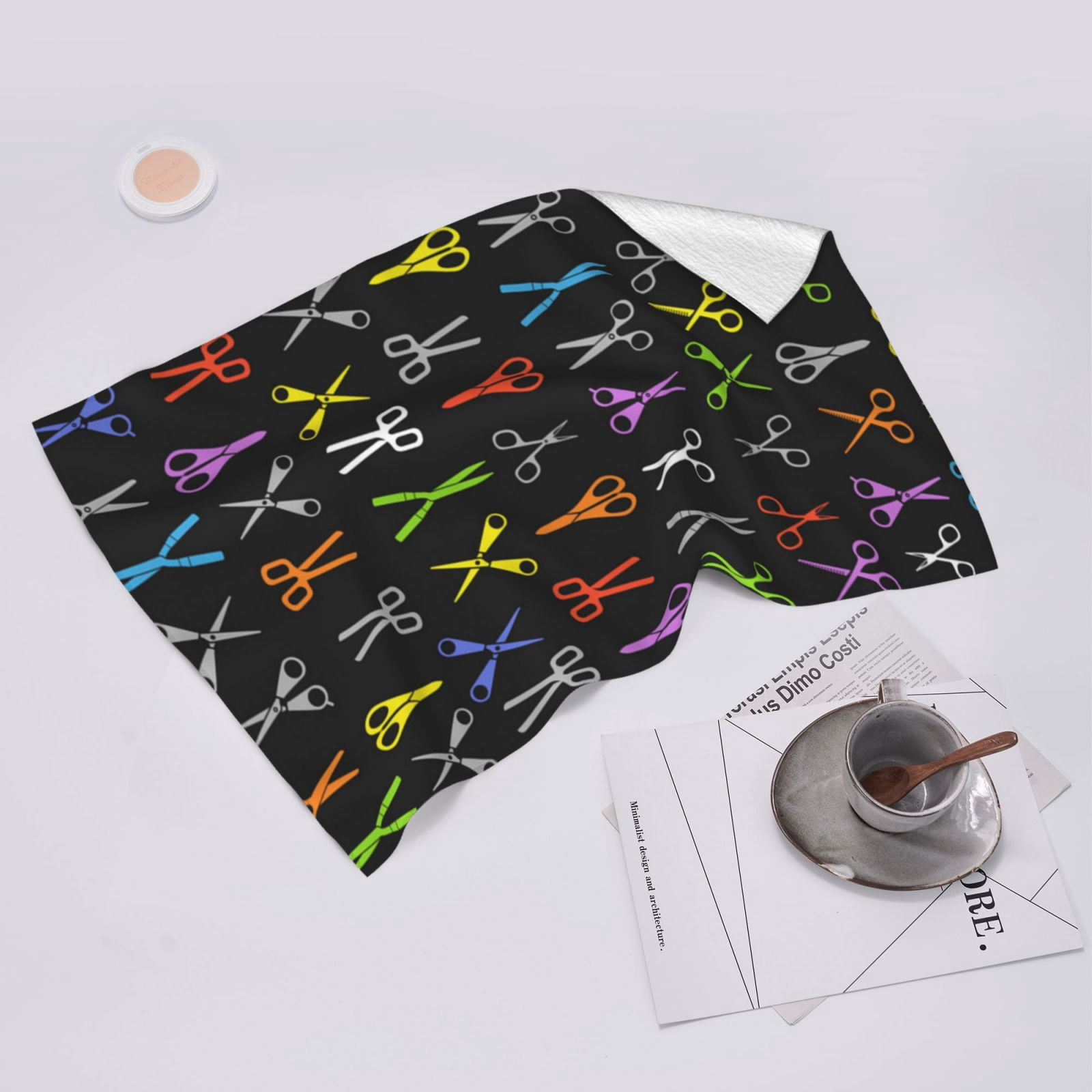 Color Scissors Hair Stylist Salon 27.5" x 16" Ultra Soft Hand Towel, Face Wash Cloth for Bathroom, Gym, Travel, Pool