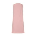 thumbnail image 4 of WIZUTIZ Sundresses for Women Linen Loose Flowy Knee-Length Solid Vacation Dress Crew Neck Sleeveless Sun Dress for Ladies Plain Stretch Party Dress Pink L, 4 of 5