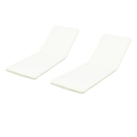 GDF Studio Teresa Outdoor Water Resistant Fabric Chaise Lounge Cushions Set of 2 Cream