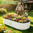 thumbnail image 6 of OBENSKY Galvanized Raised Garden Bed Outdoor 6x3x1.5 ft Oval Metal Planter Box with 3 Support Bars for Vegetables, Flowers - White, 6 of 10