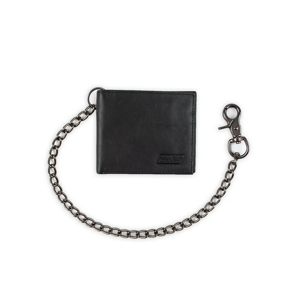 Genuine Dickies Men's Adult Slimfold Wallet with Chain Strap Black