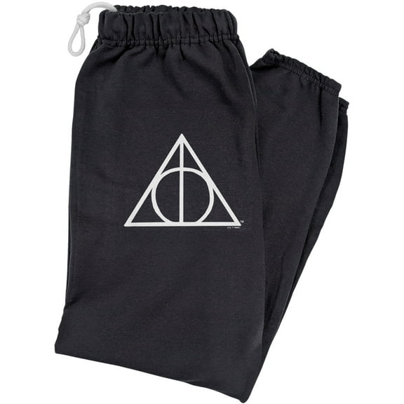 Harry Potter Deathly Hallows Symbol Unisex Jogger Sweatpants for Men and Women, Black, X-Large
