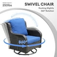 thumbnail image 5 of Vcatnet 5 Pieces Outdoor Patio Furniture All Weather Wicker Conversation Set with Swivel Rocking Chairs for Garden,Poolside,Navy Blue, 5 of 9