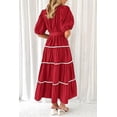 thumbnail image 2 of ZHAOCHENG Vestido camisero de verano para mujer, con botones, mangas cortas abullonadas, volantes escalonados, vestidos largos holgados, 2 of 3