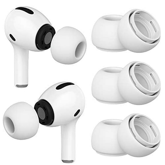 3 Pairs Ear Tips for Airpods Pro Replacement Silicone Ear Buds with Noise Reduction Hole(Fit in Charging Case)Medium Tips | White