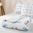thumbnail image 4 of Feelyou Cartoon Baseball Twin Quilt Set for Girls, Blue Watercolor Bow Twin Coverlet Set, 2 Pieces, 4 of 7