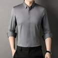 thumbnail image 4 of Men's Non-iron Dress Shirts Seamless Shirt Concealed Placket Solid Color, 4 of 14