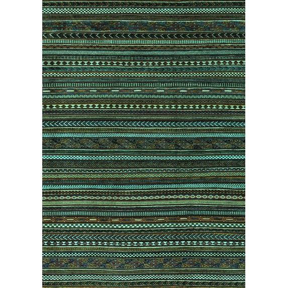 Ahgly Company Indoor Rectangle Oriental Turquoise Blue Modern Area Rugs, 5' x 8'